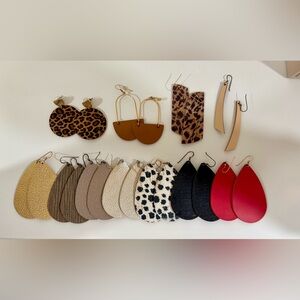 11 Pairs of Nickel & Suede Leather Earrings